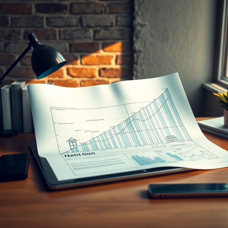Wizualizacja długoterminowej strategii finansowej: blueprint i tablet z krzywą wzrostu